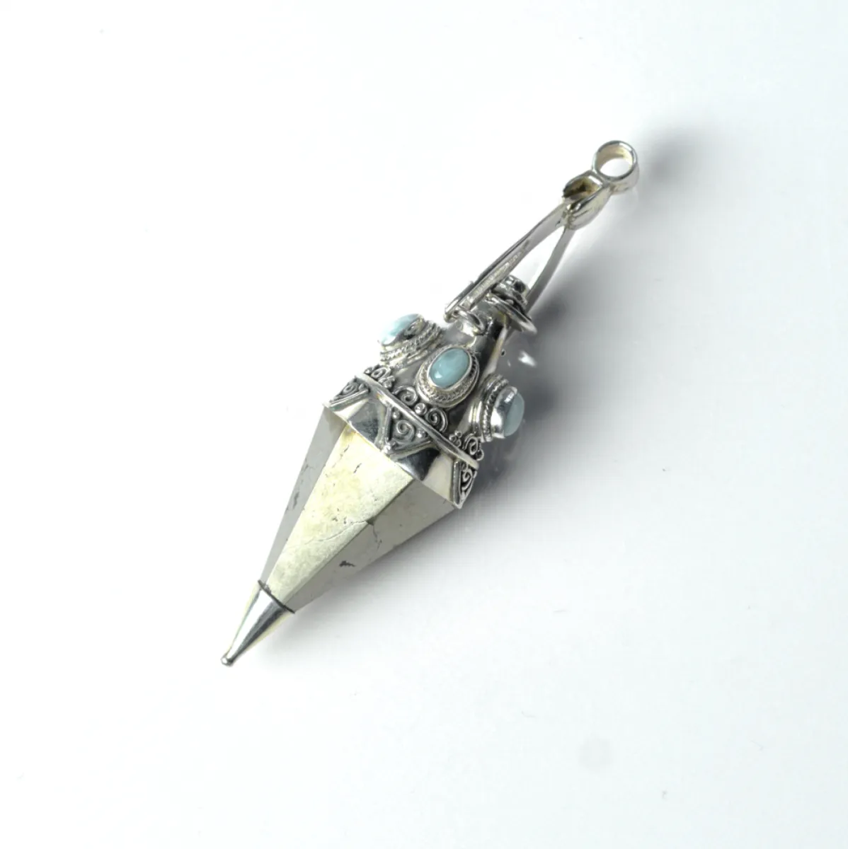 Pandantiv pendul cuarz pirita.larimar nr.45 Argint