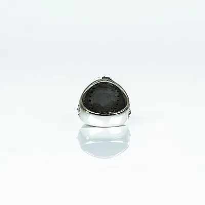 Inel oval cruce gotica zirconii Argint - 2