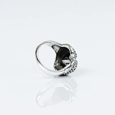 Inel gotic inima inaripata neagra Argint - 3