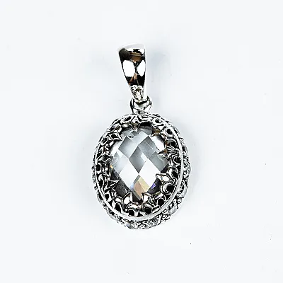 Pandantiv oval gotic zirconii Argint - 2