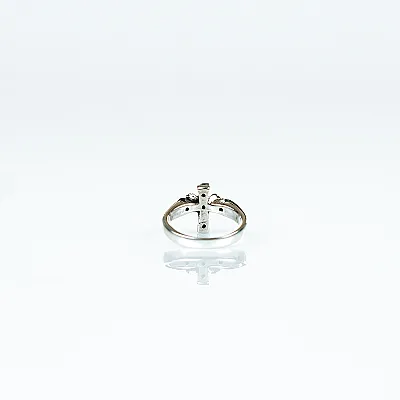 Inel cruce gotica zirconii transparente Argint - 2