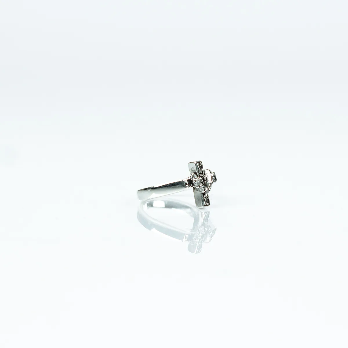 Inel cruce gotica zirconii transparente Argint