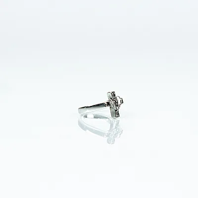 Inel cruce gotica zirconii transparente Argint - 4