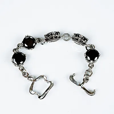 Bratara flexibila coroane zirconii negre Argint - 4