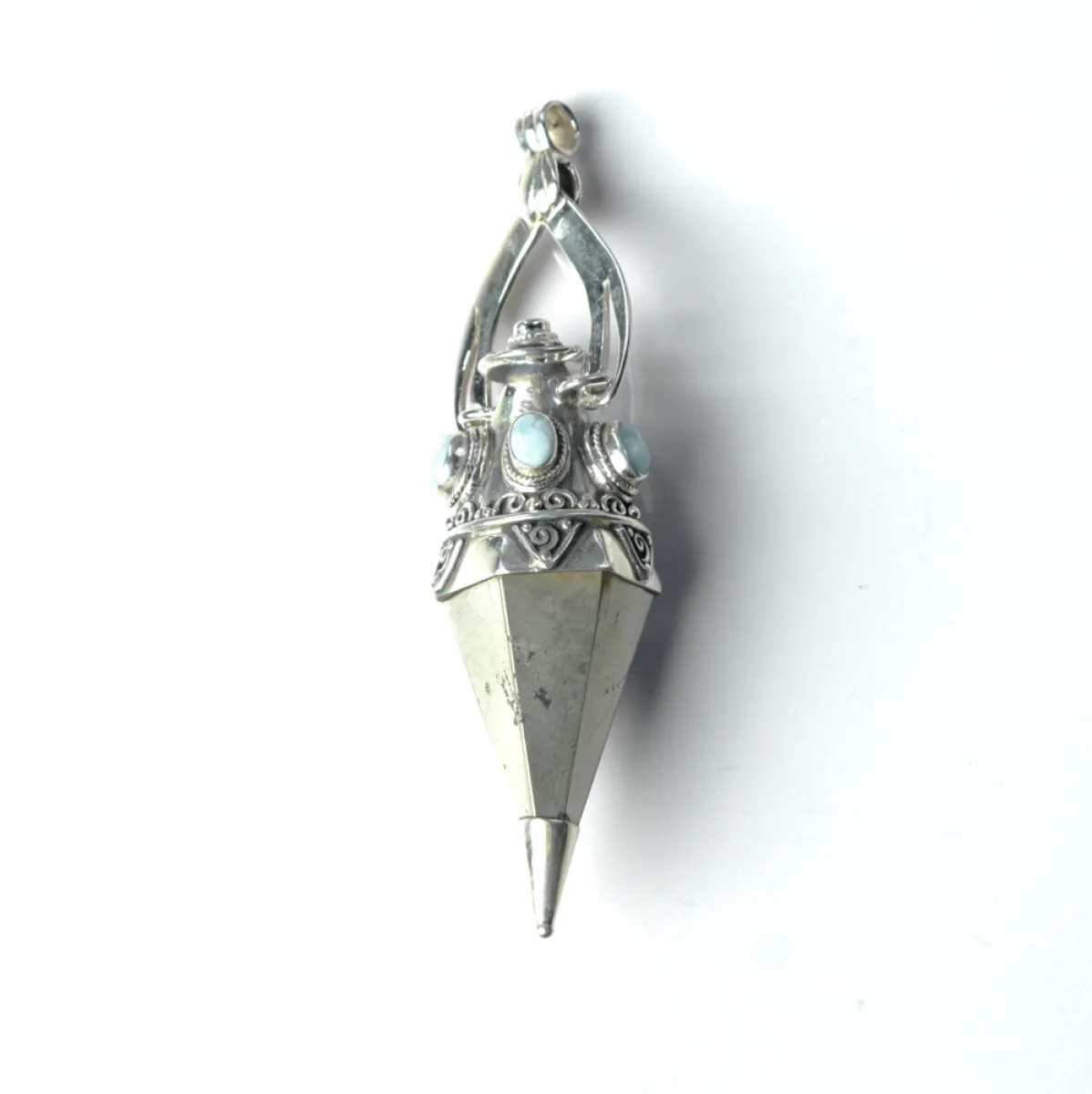 Pandantiv pendul cuarz pirita.larimar nr.45 Argint