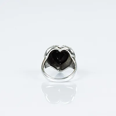 Inel gotic inima inaripata neagra Argint - 2