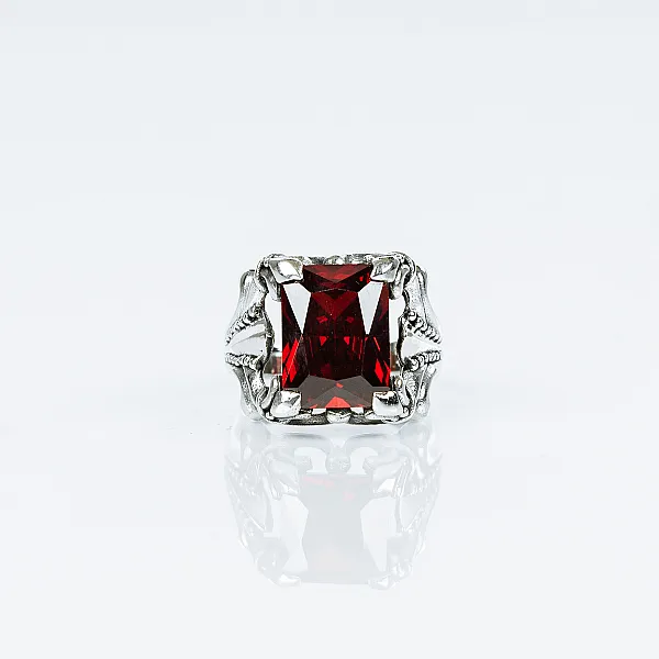 Inel gotic magic red Argint