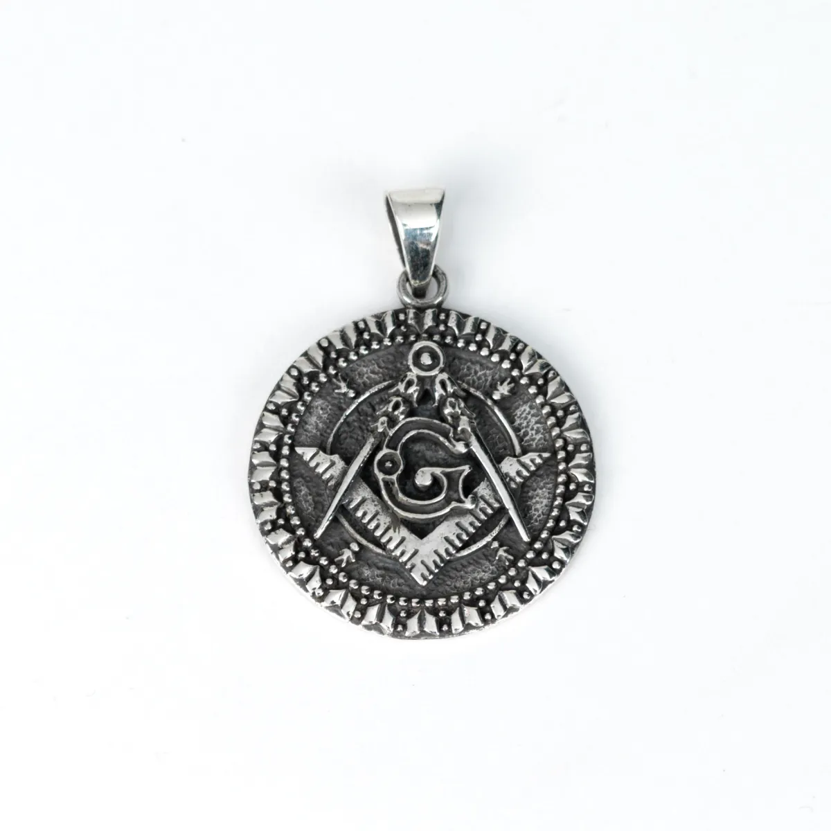 Pandantiv masonic echer si compas Argint