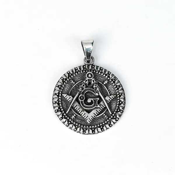 Pandantiv masonic echer si compas Argint