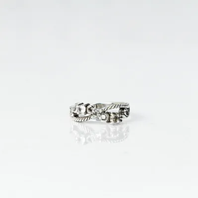 Inel gotic sarma zirconiu transparent Argint - 1