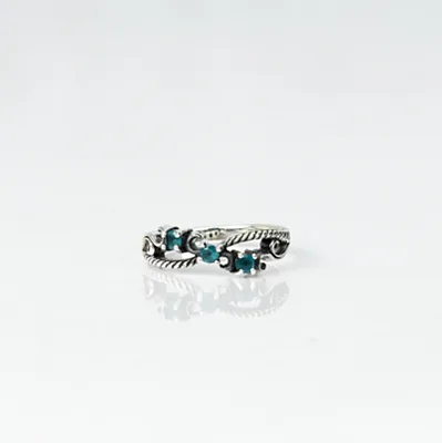 Inel gotic sarma zirconiu bleu Argint - 1