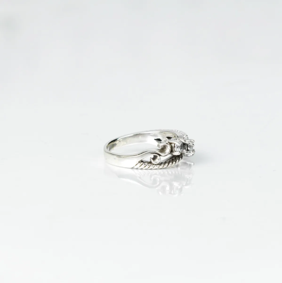 Inel gotic sarma zirconiu transparent Argint