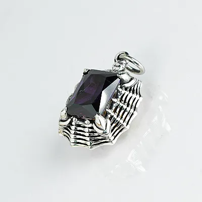 Pandantiv gotic dreptunghiular gheare dragon Argint - 3