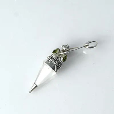 Pandantiv pendul cuarz stanca peridot Argint - 2