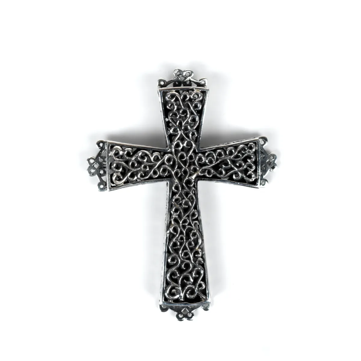 Pandantiv cruce broderie gotica xl Argint