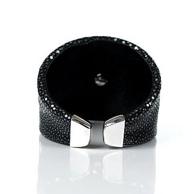 Bratara lata piele cruce gotica Argint - 2