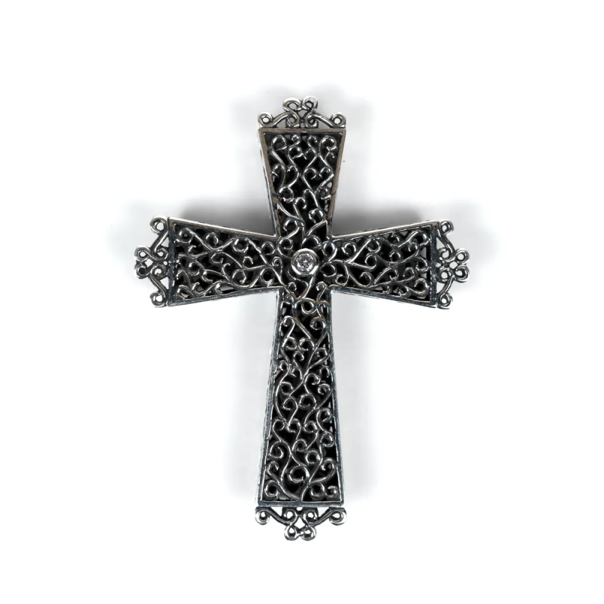Pandantiv cruce broderie gotica xl Argint