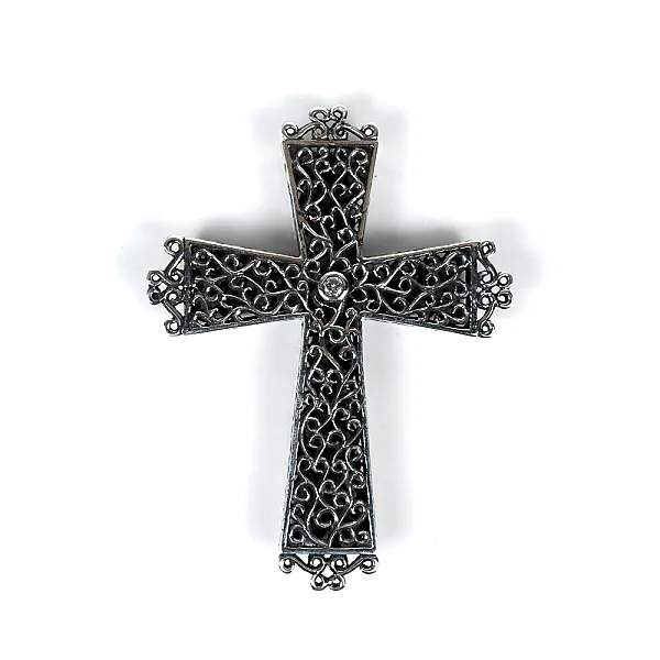 Pandantiv cruce broderie gotica xl Argint