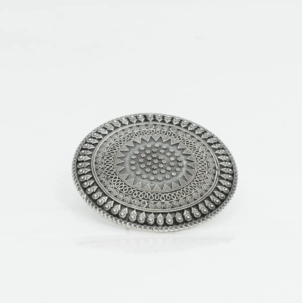 Inel rotund solar 7 cm India Argint
