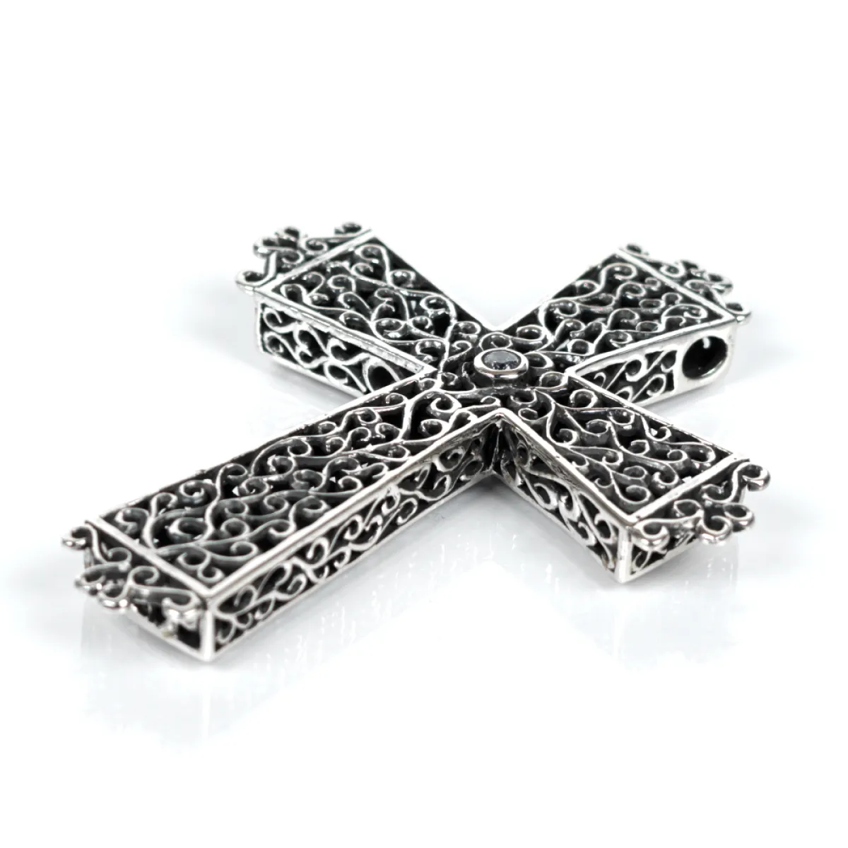 Pandantiv cruce broderie gotica xl Argint