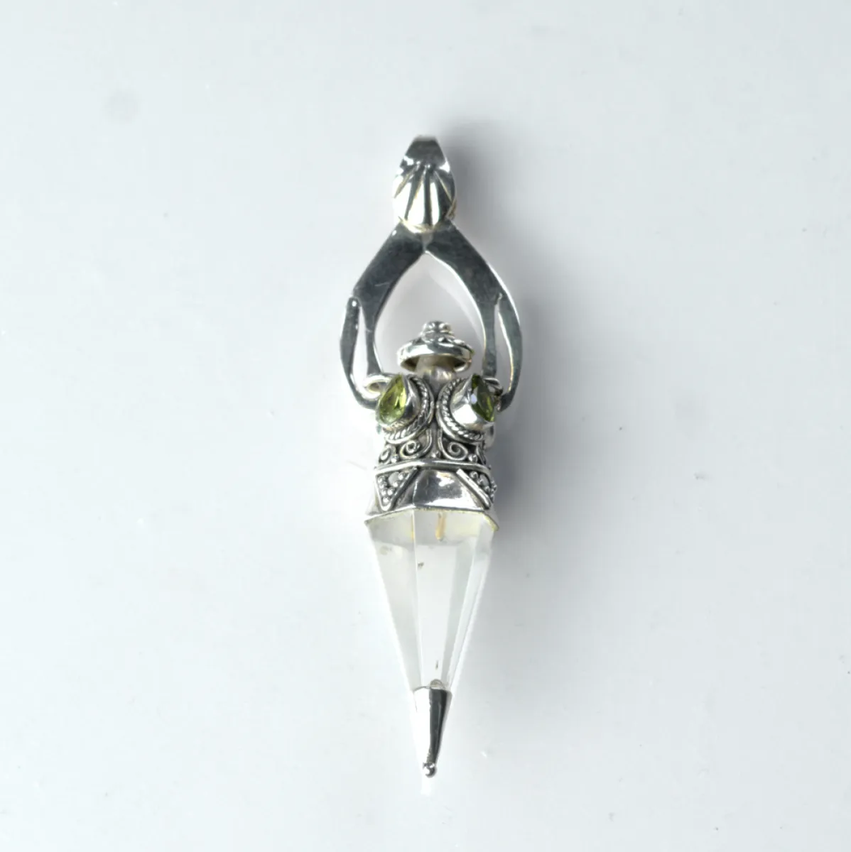 Pandantiv pendul cuarz stanca peridot Argint