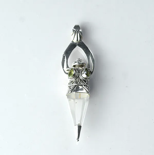 Pandantiv pendul cuarz stanca peridot Argint