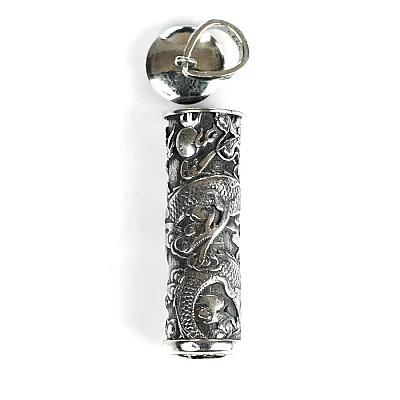 Pandantiv caseta cilindrica dragon L Argint - 4