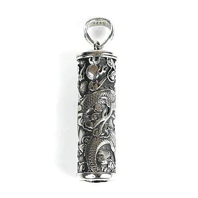 Pandantiv caseta cilindrica dragon L Argint - 1