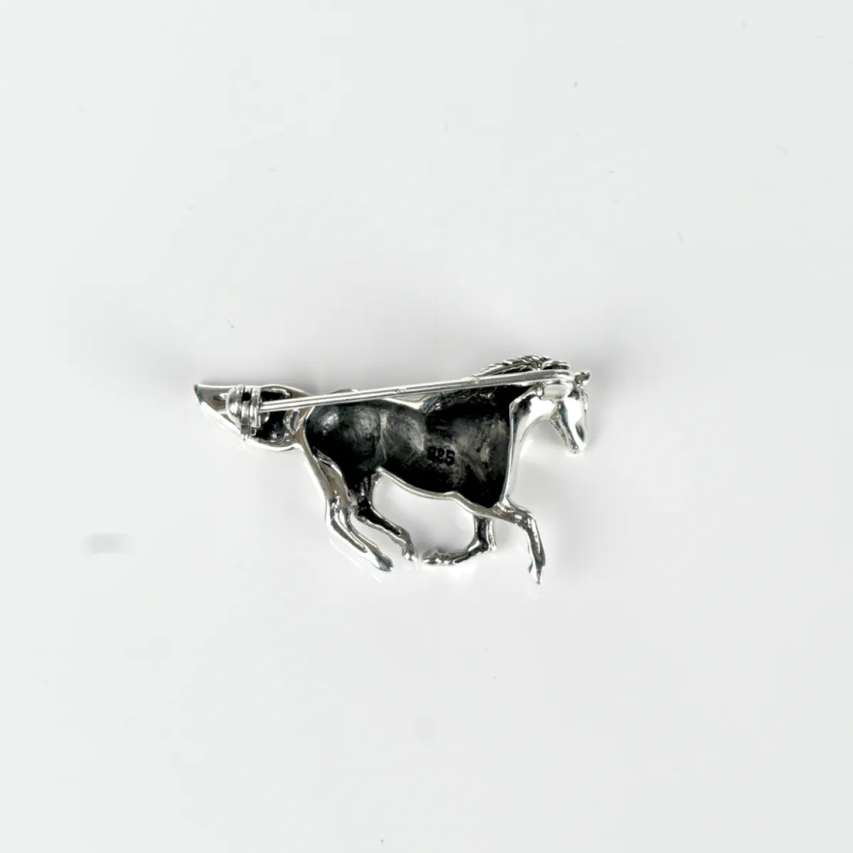 Brosa simpla cal in galop Argint