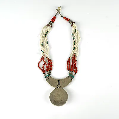 Colier Nepal pandant howlite turcoaza Argint - 2