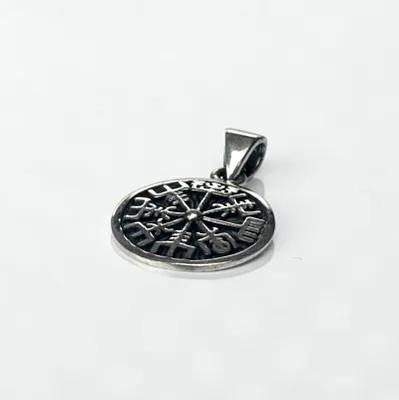 Pandantiv rotund Vegvisir s Argint - 2