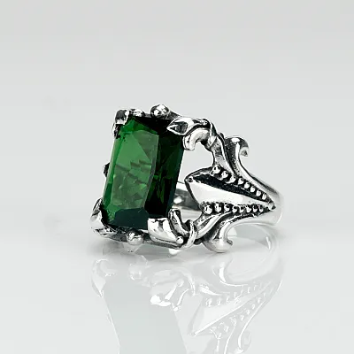 Inel gotic magic green Argint - 4