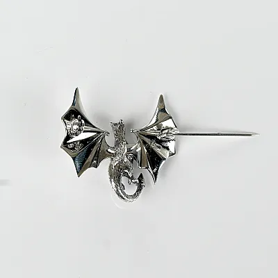 Brosa simpla dragon zburand m Argint - 4