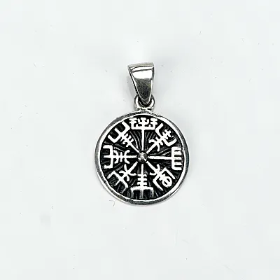 Pandantiv rotund Vegvisir s Argint - 1