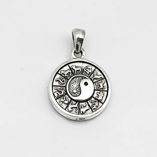 Pandantiv rotativ yin yang zodiac Argint