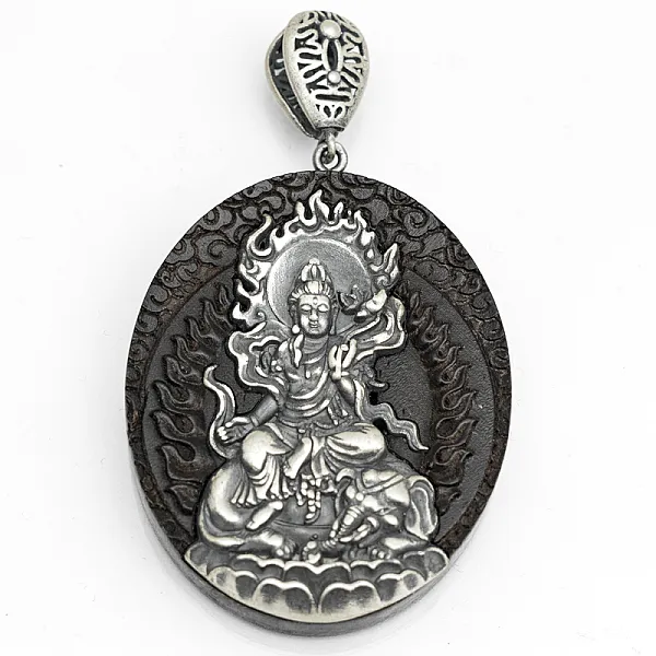 Pandantiv placuta lemn Samantabhadra Argint