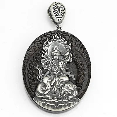 Pandantiv placuta lemn Samantabhadra Argint - 1