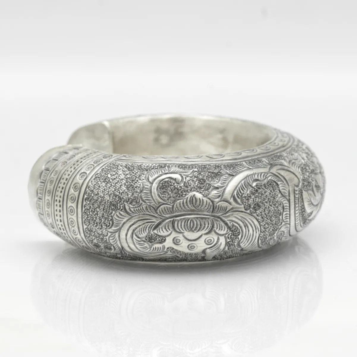Bratara fixa decor floral clopotel Argint