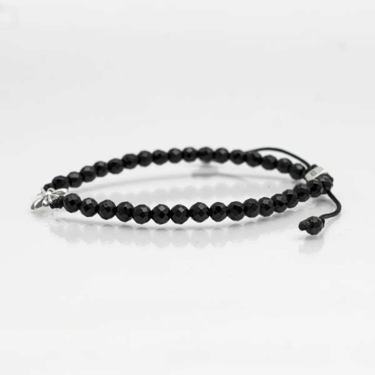 Bratara textila onix cruce gotica Argint