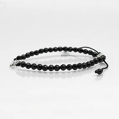 Bratara textila onix cruce gotica Argint - 3