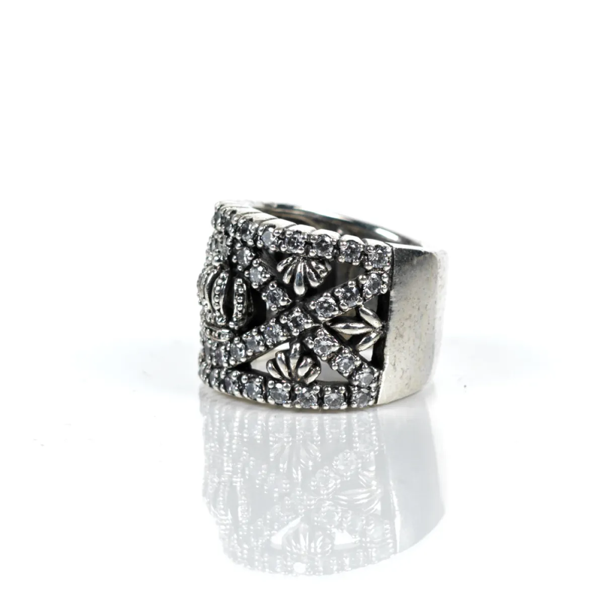Inel lat coroane zirconii transparente Argint