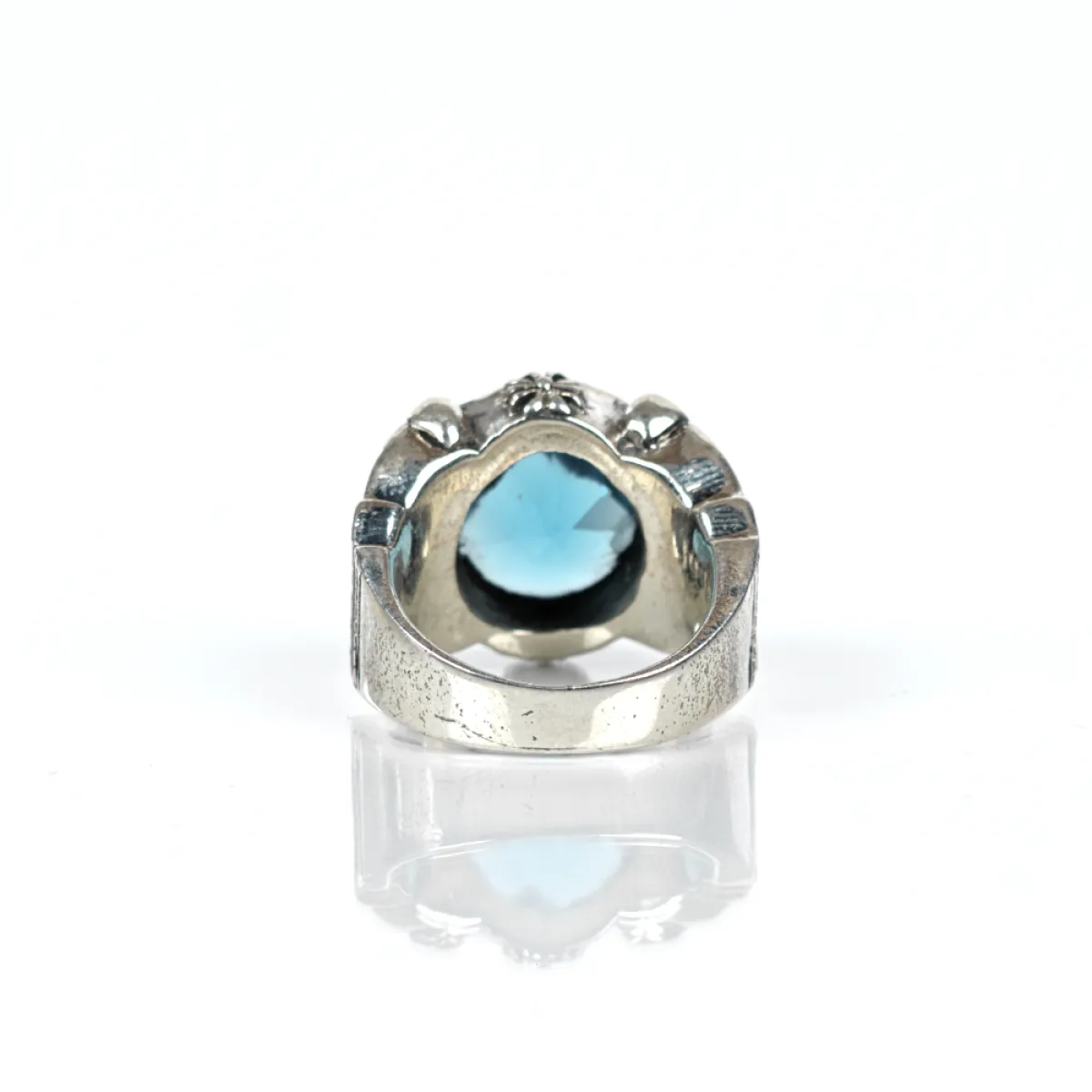 Inel oval coroane zirconiu bleu Argint