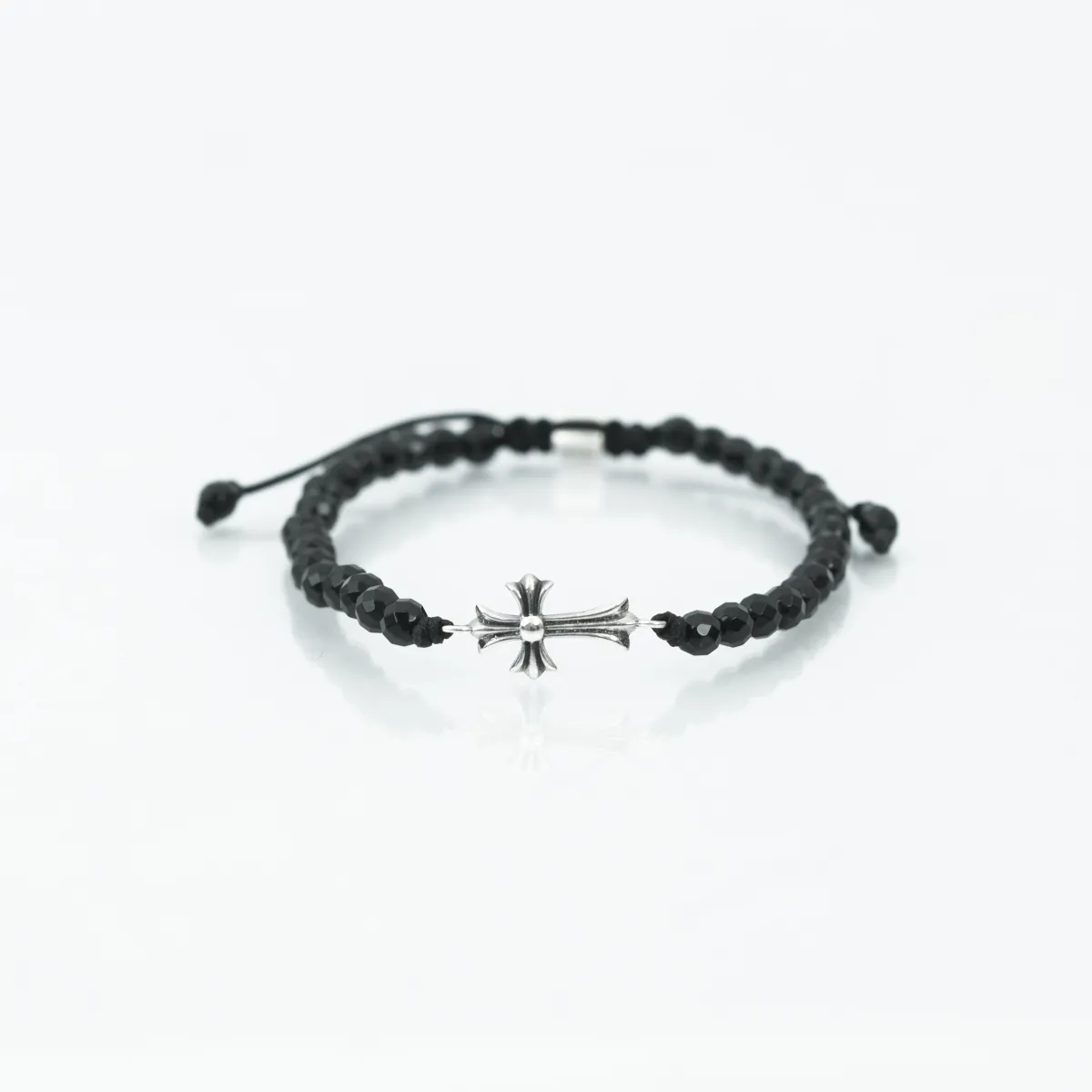 Bratara textila onix cruce gotica Argint