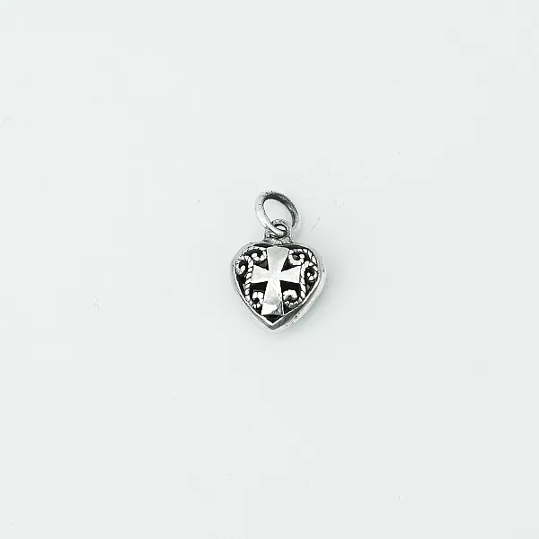 Pandantiv inima broderie cruce Argint