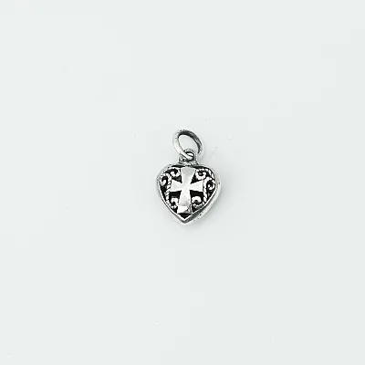 Pandantiv inima broderie cruce Argint - 1