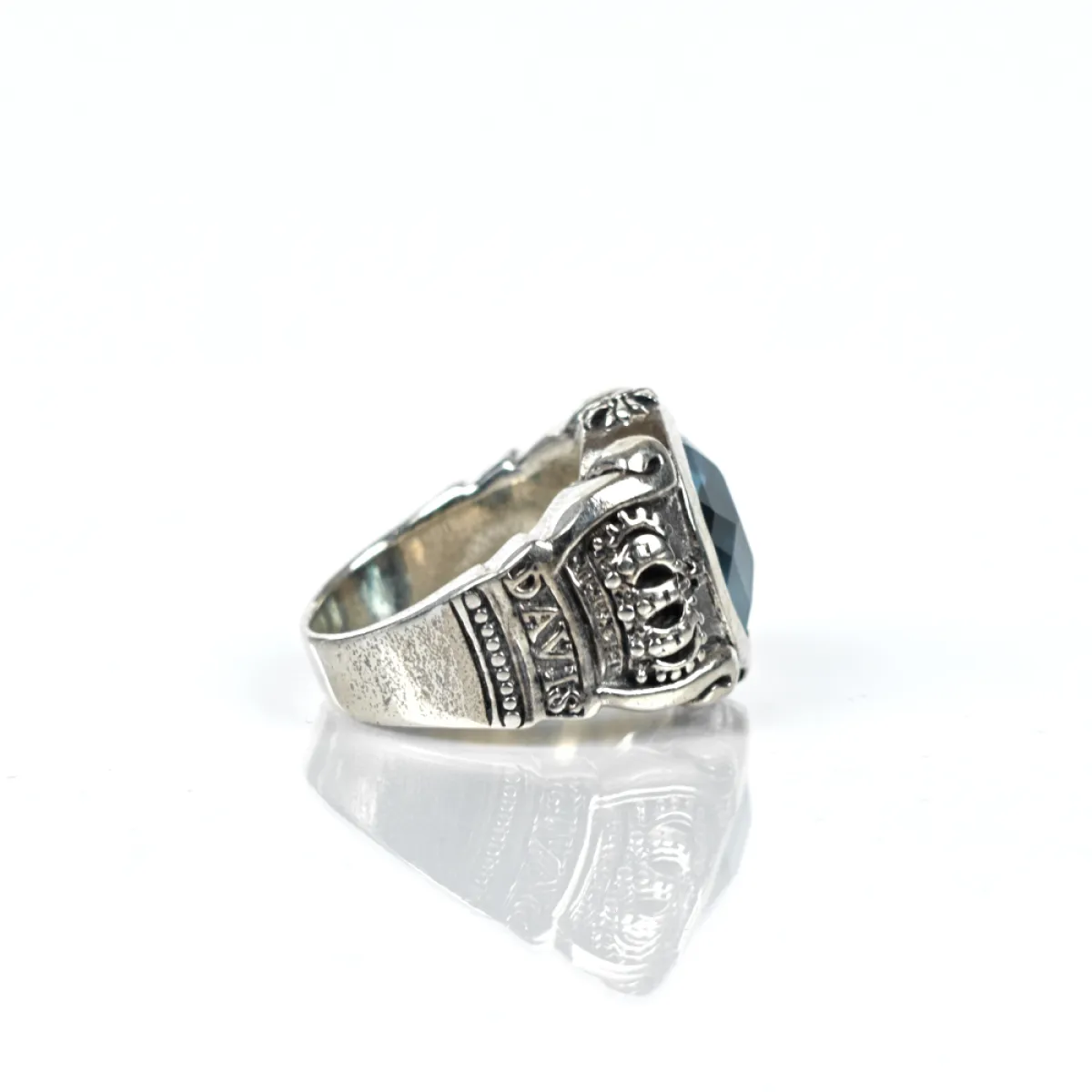 Inel oval coroane zirconiu bleu Argint