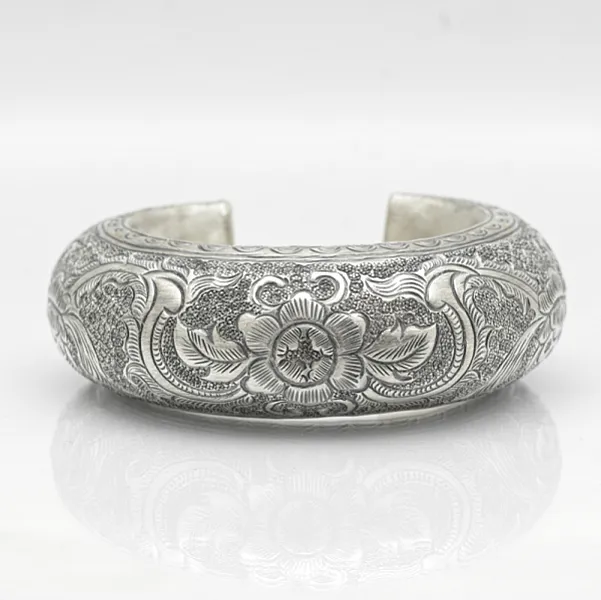 Bratara fixa decor floral clopotel Argint
