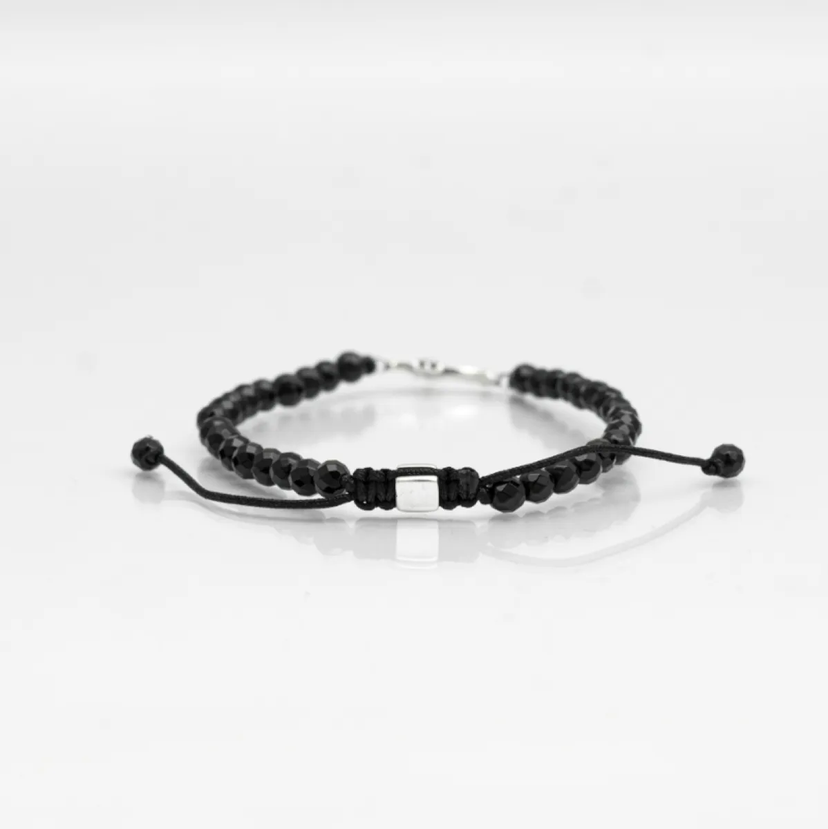 Bratara textila onix cruce gotica Argint