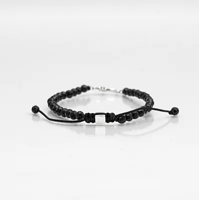 Bratara textila onix cruce gotica Argint - 2