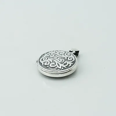 Pandantiv caseta rotunda poze broderie Argint - 3